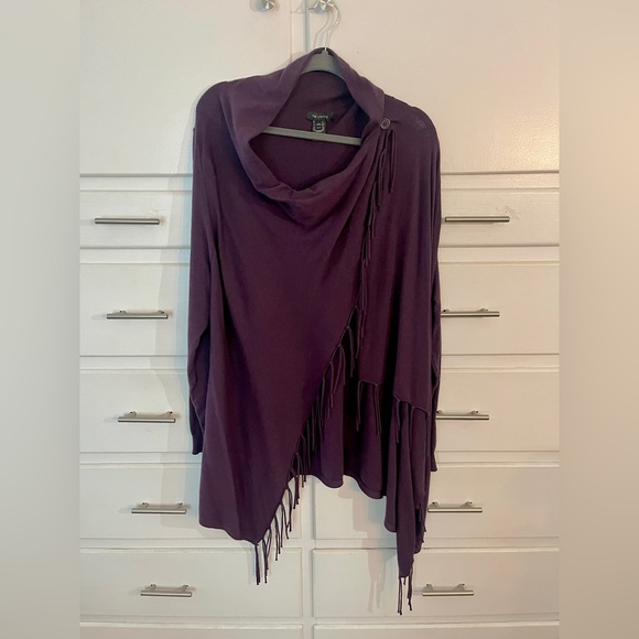 🆕 Limited Burgundy Fringe Drape Sweater size XXL - Picture 2 of 10